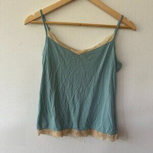 Ann Taylor Cami Womens Medium Blue Lace Trim Strappy Adjustable Y2K